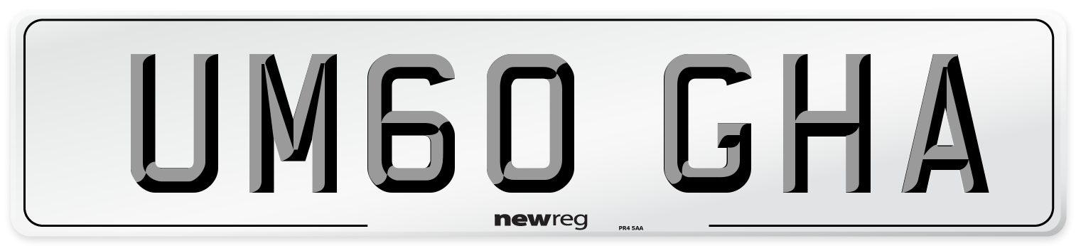 UM60 GHA Number Plate from New Reg